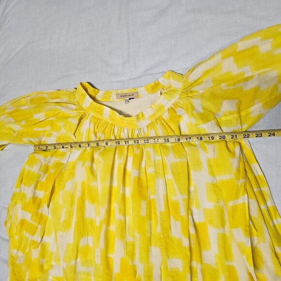 SEE BY CHLOE Yellow Printed Pleated Swing Blouse Women Size 2 - Picture 10 of 16